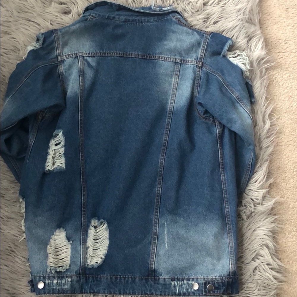 Long Denim Distressed Jacket - Picture 2 of 2